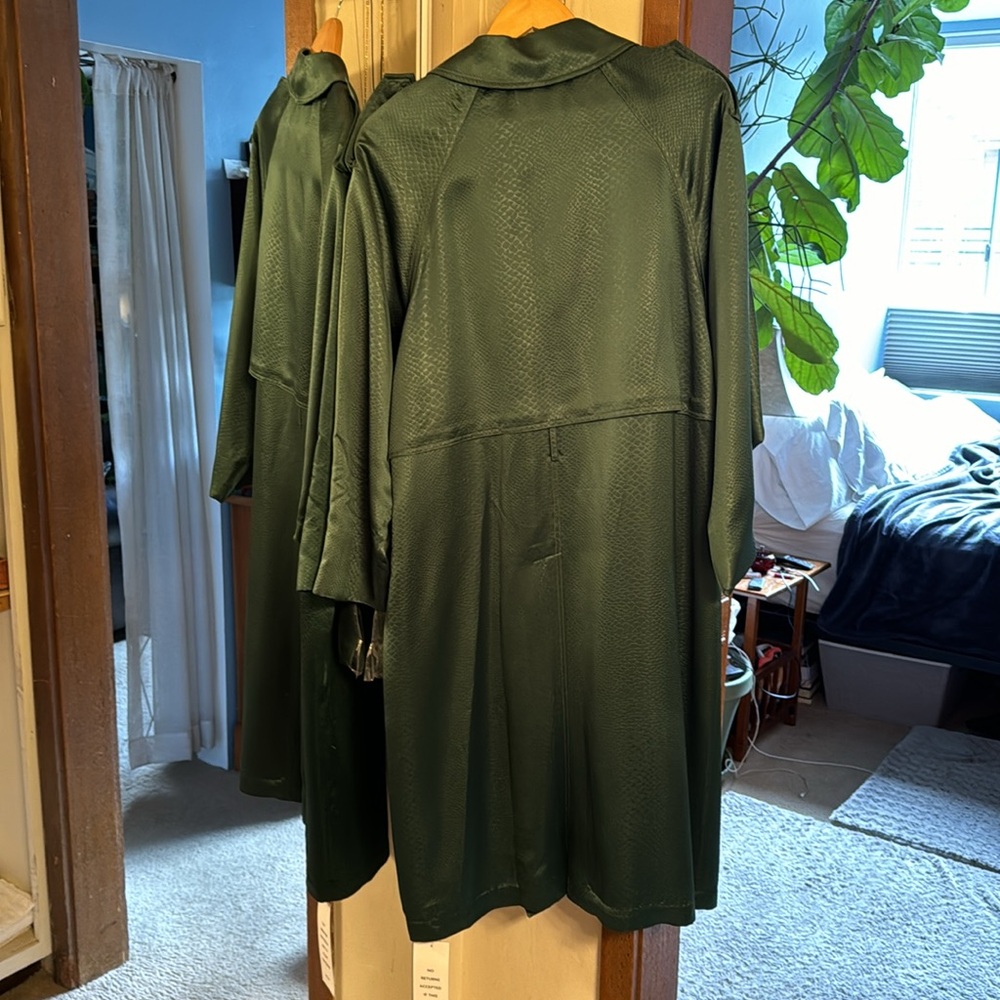 🐍 NWT Women’s Rat & Boa Green Franca Mac Trench Coat Dress 🐍 - Picture 8 of 10